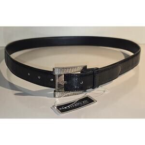 Vintage Gianni Versace Couture Black Lizard Belt 925 Sterling Silver 100 40